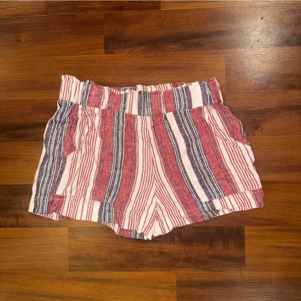 Indigo Rein Elastic Waist Red and White Striped Shorts